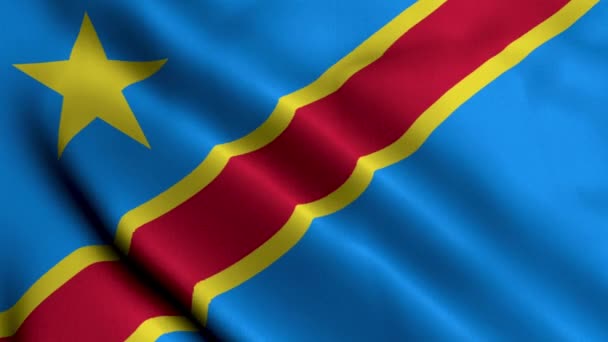 Kongo Bayrağı Kongo Bayrağı Nın Saten Kumaşı Boyutlu Resimlerini Sallıyor — Stok video