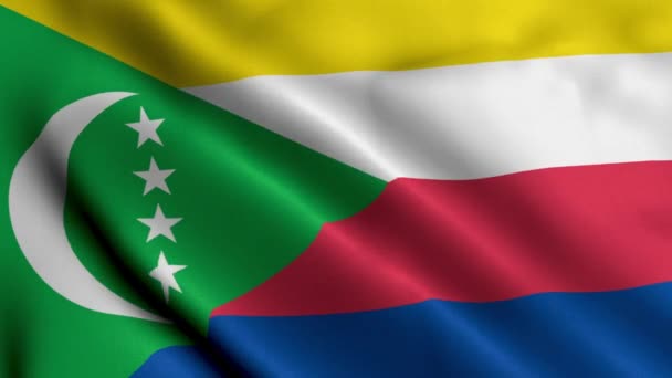 Flaga Komorów Fala Tkanina Satin Tekstura Flaga Komory Ilustracja Flaga — Wideo stockowe