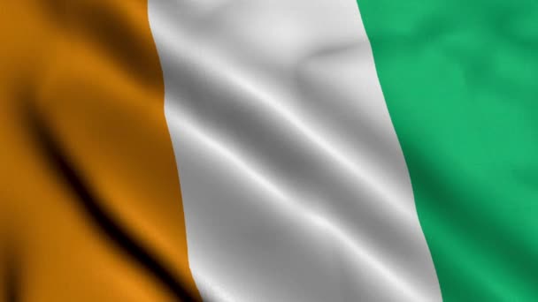 Elfenbenskustens Flagga Vifta Tyg Satin Textur Flaggan För Elfenbenskusten Illustration — Stockvideo