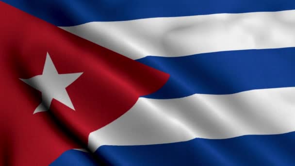 Bandera Cuba Tejido Ondulado Satén Textura Bandera Cuba Ilustración Bandera — Vídeos de Stock