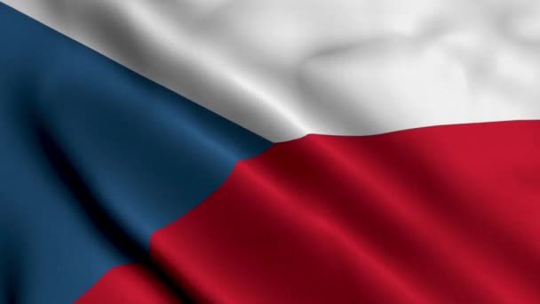 Τσέχια Φλαγκ Υφασμάτινο Σατέν Ύφασμα Υφή Της Σημαίας Της Τσεχίας — Αρχείο Βίντεο