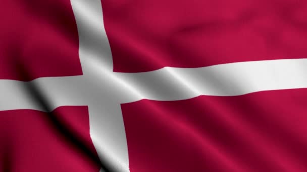 Dánská Vlajka Vlnící Tkanina Satén Textura Vlajky Dánska Ilustrace Real — Stock video