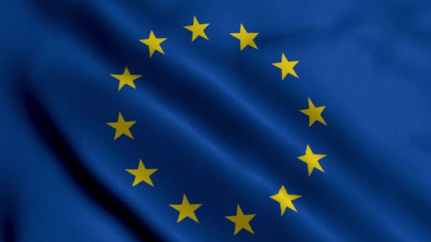 欧洲旗帜 飘扬的面料缎子面料的欧洲国旗3D插图 欧洲联盟4K视频的真实纹理标志 — 图库视频影像