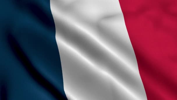 法国国旗 波纹面料绸缎面料的法国国旗3D插图 法国4K视频的真实纹理标志 — 图库视频影像