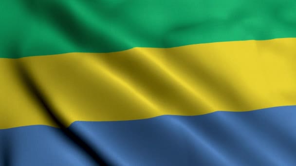 Gabon Zászló Integető Szövet Szatén Textúra Zászló Gabon Illusztráció Valódi — Stock videók