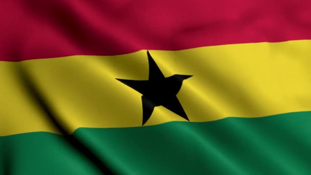 Ghanská Vlajka Vlnění Tkaniny Satén Textura Vlajky Ghana Ilustrace Skutečná — Stock video