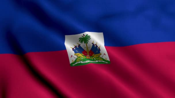 Haiti Flagge Waving Fabric Satin Texture Flagge Von Haiti Illustration — Stockvideo