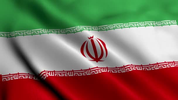 Флаг Ирана Размахивание Атласным Текстурным Флагом Ирана Иллюстрация Реальная Текстура — стоковое видео
