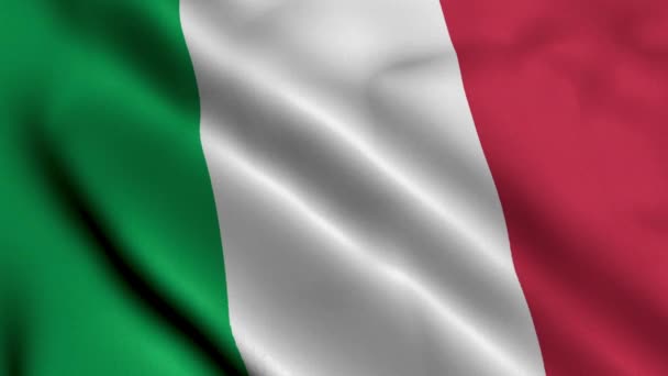 Bandera Italia Tela Ondulada Satén Textura Bandera Italia Ilustración Bandera — Vídeo de stock