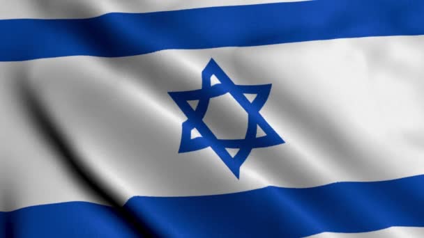 良質の質の風のイスラエルの旗の編むこと 本物のサテンテクスチャ4Kビデオでイスラエル国旗のアニメーション — ストック動画