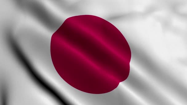 Japon Bayrağı Japonya Nın Saten Kumaş Desenli Bayrağını Sallıyor Boyutlu — Stok video