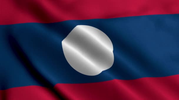 Laos Flag Acenando Tecido Satin Texture Bandeira Laos Ilustração Real — Vídeo de Stock