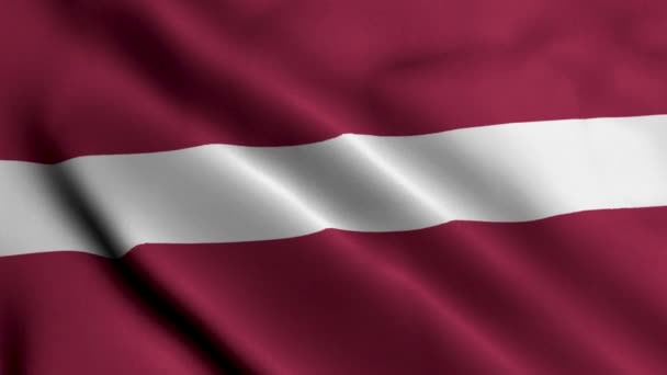 Letonya Bayrağı Letonya Nın Saten Kumaş Desenli Bayrağı Boyutlu Illüstrasyon — Stok video