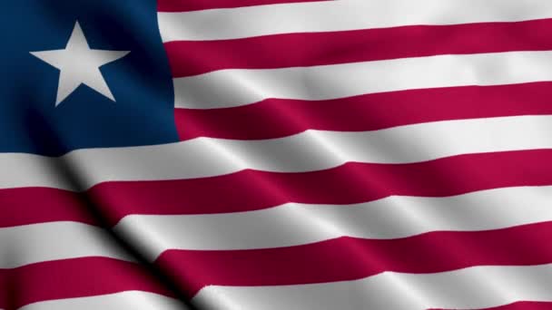 Bandiera Della Liberia Sventolando Tessuto Satinato Texture Bandiera Della Liberia — Video Stock