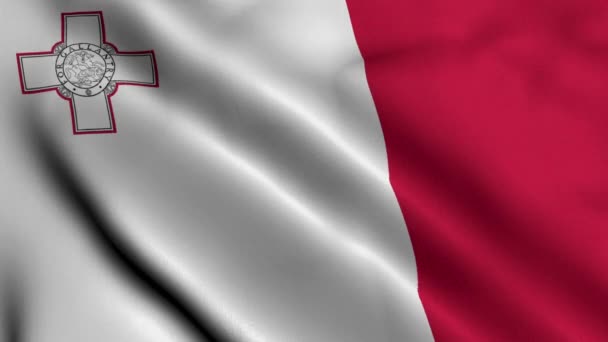 Malta Bayrağı Malta Nın Saten Kumaş Desenli Bayrağı Boyutlu Illüstrasyon — Stok video