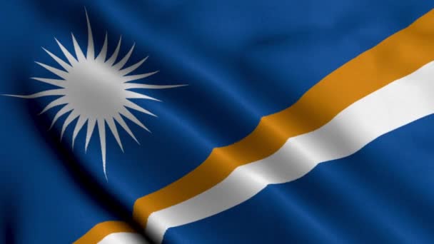 马绍尔群岛国旗 飘扬的面料缎子纹理旗的马绍尔群岛3D插图 马绍尔群岛共和国真实纹理旗4K视频 — 图库视频影像