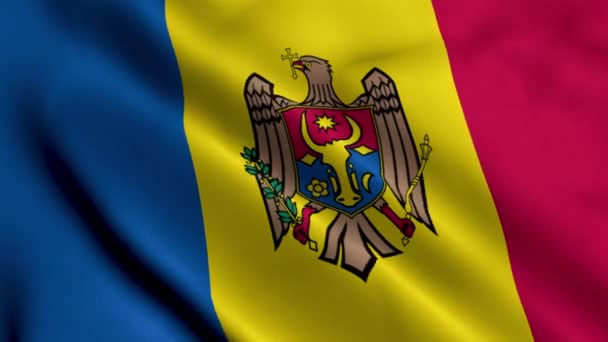 Bandera Moldova Tela Ondulada Satén Textura Bandera Moldavia Ilustración Bandera — Vídeos de Stock