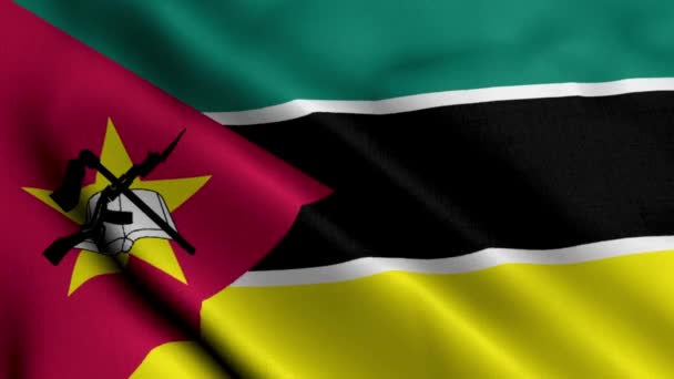 Mosambikfahne Waving Fabric Satin Texture Flagge Von Mosambik Illustration Echte — Stockvideo