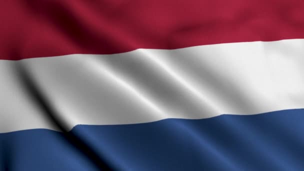 Bandera Holanda Waving Fabric Satin Texture Bandera Holanda Ilustración Bandera — Vídeo de stock
