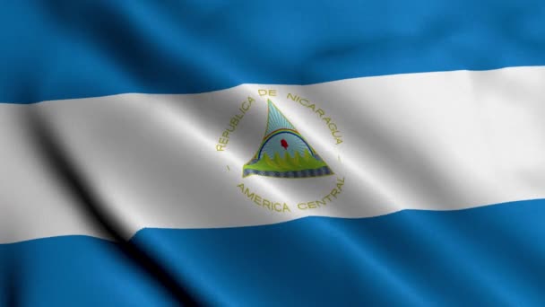 ニカラグアの国旗 ニカラグア3Dイラストのファブリックサテンテクスチャフラグを編みます ニカラグア共和国の本当のテクスチャの旗 ビデオ — ストック動画
