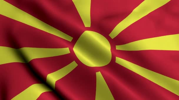 Прапор Північної Македонії Тканинні Атласні Текстури Прапор Північної Македонії Ілюстрація — стокове відео