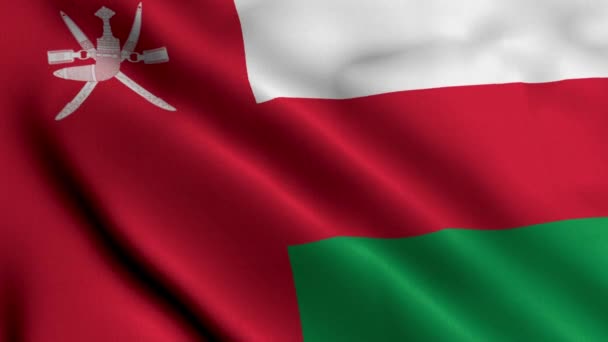 Oman Flag Vifta Tyg Satin Textur Flagga Oman Illustration Real — Stockvideo