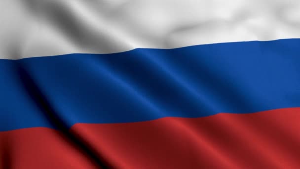 Ruská Vlajka Vlnění Tkaniny Satén Textura Vlajka Ruska Ilustrace Skutečná — Stock video