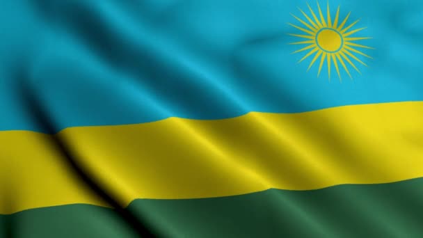 Ruanda Bayrağı Ruanda Nın Saten Kumaş Desenli Bayrağını Sallıyor Ruanda — Stok video