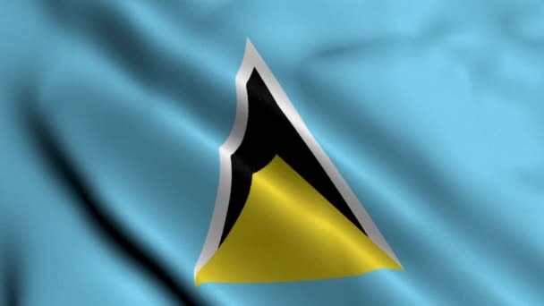 Święta Lucia Flag Fala Tkanina Satin Tekstury Flaga Saint Lucia — Wideo stockowe