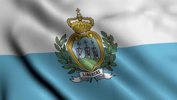 Bandera San Marino Tela Ondulada Bandera Textura Satinada San Marino — Vídeo de stock
