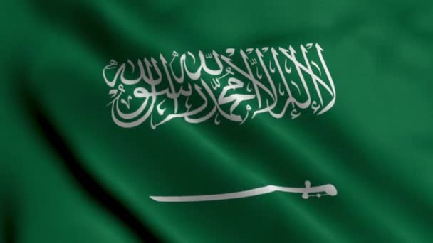 Saudiarabiens Flagga Vifta Tyg Satin Textur Flagga Saudiarabien Illustration Real — Stockvideo
