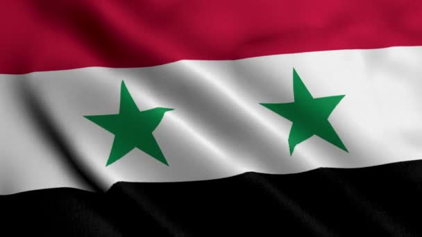 Bandiera Siria Tessuto Ondulato Satin Texture Bandiera Della Siria Illustrazione — Video Stock