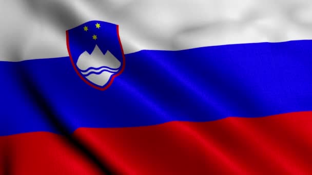 Eslovénia Bandeira Acenando Tecido Satin Texture Bandeira Eslovénia Ilustração Real — Vídeo de Stock
