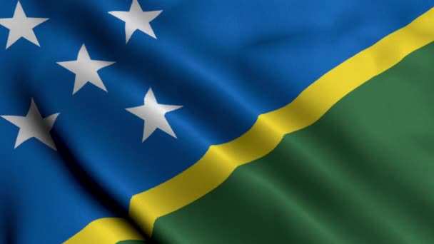 Flaga Wysp Salomona Falista Tkanina Satynowa Flaga Wysp Salomona Ilustracja — Wideo stockowe