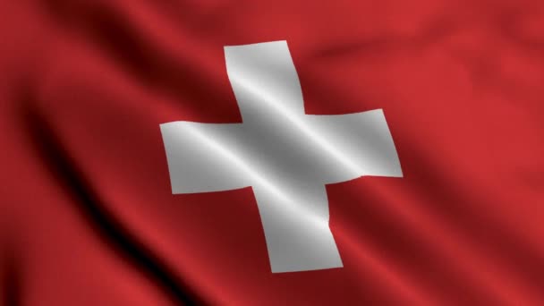 Švýcarská Vlajka Waving Fabric Satin Texure Flag Switzerland Illustration Real — Stock video