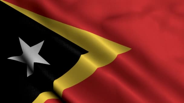 Bandiera Timor Est Sventolando Tessuto Satinato Texture Bandiera Timor Est — Video Stock