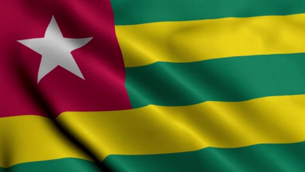 Togo Flag Bandera Textura Raso Tela Ondulada Ilustración Togo Bandera — Vídeos de Stock