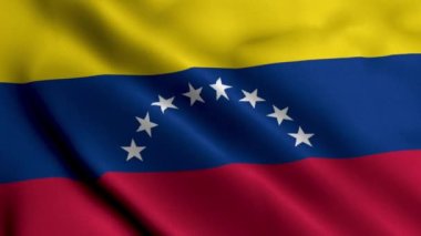 Venezuela Bayrağı. Venezuela 'nın Saten kumaş desenli bayrağını sallıyor. Venezuela Bolivarya Cumhuriyeti 'nin Gerçek Doku Bayrağı 4K Video