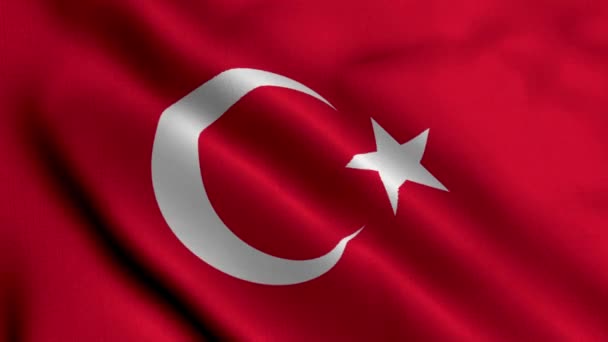 Flaga Turcji Falista Tkanina Satynowa Flaga Turcji Ilustracja Real Texture — Wideo stockowe