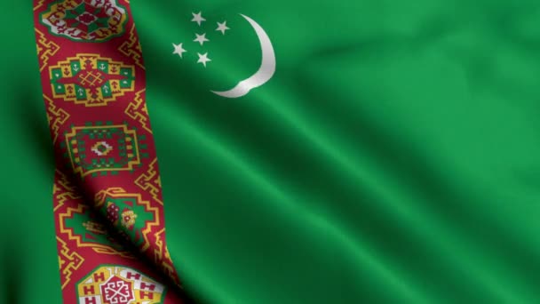 Turkmenistan Flag Waving Fabric Satin Texture Flag Turkmenistan Illustration Real — Stock Video