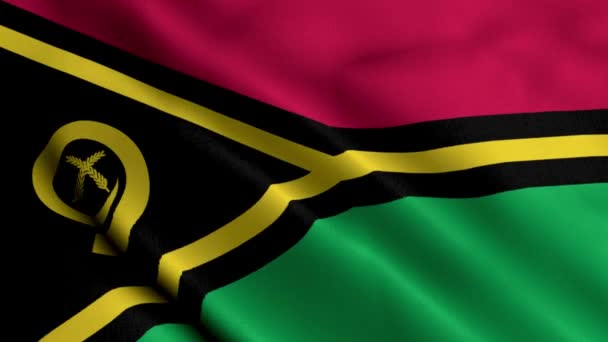 Флаг Вануату Размахивание Атласной Текстурой Ткани Флаг Вануату Иллюстрации Реальная — стоковое видео