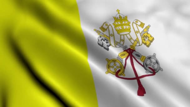 Santa Sede Bandera Del Vaticano Tela Ondulada Satén Textura Bandera — Vídeo de stock