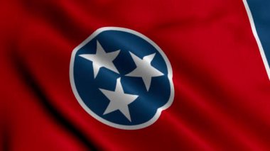 Tennessee Eyalet Bayrağı. Kumaş kumaş kumaş dokusu, Tennessee 'nin ulusal bayrağı, 3 boyutlu resim. Amerika Birleşik Devletleri 'nde Tennessee Eyaleti' nin Gerçek Doku Bayrağı. ABD. Yüksek Ayrıntılı Bayrak Canlandırması