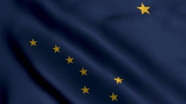 Alaska Eyalet Bayrağı. Alaska 'nın Saten Kumaş Doku Ulusal Bayrağı 3D Görüntü. Amerika Birleşik Devletleri 'nde Alaska eyaletinin gerçek doku bayrağı. ABD. Yüksek Ayrıntılı Bayrak Canlandırması