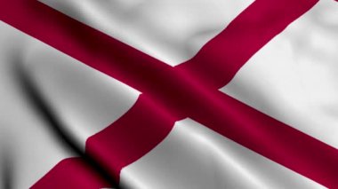 Alabama Eyalet Bayrağı. Kumaş kumaş desenli Alabama Ulusal Bayrağı 3D Görüntü. Amerika Birleşik Devletleri 'nde Alabama Eyaleti' nin Gerçek Doku Bayrağı. ABD. Yüksek Ayrıntılı Bayrak Canlandırması