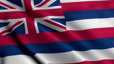 Hawaii Eyalet Bayrağı. Hawaii 'nin Saten Kumaş Dokusu Ulusal Bayrağı 3 boyutlu Görüntü. Amerika Birleşik Devletleri 'nde Hawaii Eyaleti' nin Gerçek Doku Bayrağı. ABD. Yüksek Ayrıntılı Bayrak Canlandırması