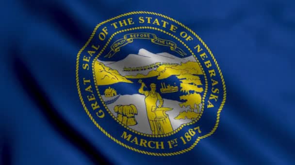 Bandera Estatal Nebraska Tela Ondulada Satén Textura Bandera Nacional Nebraska — Vídeo de stock