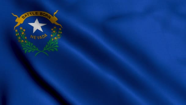内华达州国旗 波动的面料缎子纹理国旗内华达州3D图解 美国内华达州真实纹理旗 Real Texture Flag State Nevada 高度详细的旗帜动画 — 图库视频影像