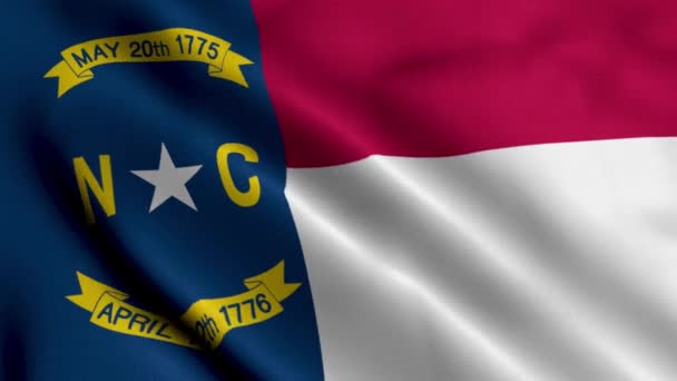 Státní Vlajka Severní Karolíny Vlnění Tkaniny Satén Textura Národní Vlajka — Stock video