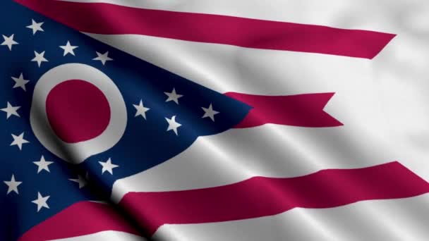 Bandeira Estadual Ohio Acenando Tecido Cetim Textura Bandeira Nacional Ohio — Vídeo de Stock